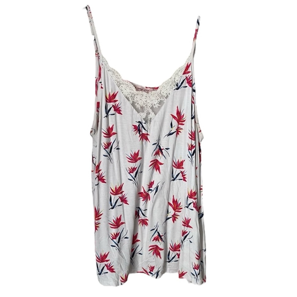 Penningtons floral camisole tank top think straps with lace inset size 2XL